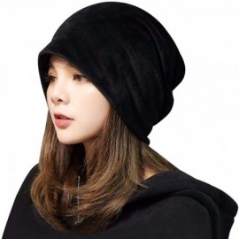 Skullies & Beanies Women Fashion Leisure Winter Warm Hat Velvet Soft Beanie for Outdoors - Black - C6188E64D7H $15.40