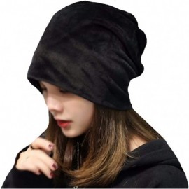 Skullies & Beanies Women Fashion Leisure Winter Warm Hat Velvet Soft Beanie for Outdoors - Black - C6188E64D7H $15.40