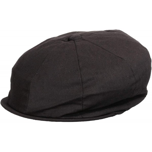 Newsboy Caps Men's Linen Cotton Blend Newsboy Ivy Hat 8-Panel Cabbie Cap - Black - C418YTO2HKX $12.22