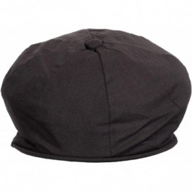 Newsboy Caps Men's Linen Cotton Blend Newsboy Ivy Hat 8-Panel Cabbie Cap - Black - C418YTO2HKX $12.22