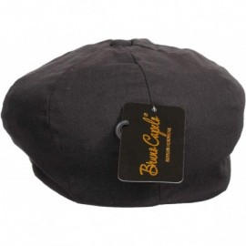 Newsboy Caps Men's Linen Cotton Blend Newsboy Ivy Hat 8-Panel Cabbie Cap - Black - C418YTO2HKX $12.22