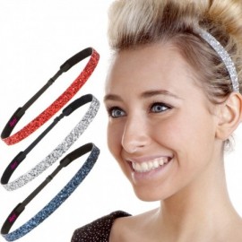 Headbands Women's Adjustable NO SLIP Bling Glitter Headband Mixed Pack (Red/Silver/Navy) - Skinny Red/Silver/Navy 3pk - CW11O...