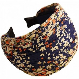 Headbands Womens Floral Lace Pleat Wide Headband Hair Band - Floral-navy - CN12MLXU8HF $19.10