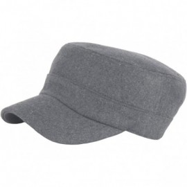 Baseball Caps A156 Pre-Curved Wool Winter Warm Simple Design Club Army Cap Cadet Military Hat - Gray - C212NT650M5 $26.17