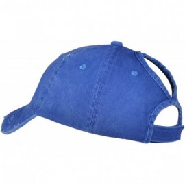 Baseball Caps Ponytail Baseball Cap High Bun Ponycap Adjustable Mesh Trucker Hats - 002 (Distressed Washed Cotton) - Royal Bl...
