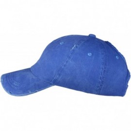 Baseball Caps Ponytail Baseball Cap High Bun Ponycap Adjustable Mesh Trucker Hats - 002 (Distressed Washed Cotton) - Royal Bl...