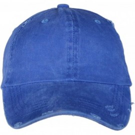 Baseball Caps Ponytail Baseball Cap High Bun Ponycap Adjustable Mesh Trucker Hats - 002 (Distressed Washed Cotton) - Royal Bl...