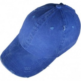 Baseball Caps Ponytail Baseball Cap High Bun Ponycap Adjustable Mesh Trucker Hats - 002 (Distressed Washed Cotton) - Royal Bl...