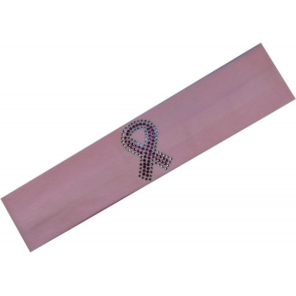 Headbands Rhinestone Breast Cancer Awareness Ribbon Stretch Headband - Light Pink - CN11NW8OC8F $9.10