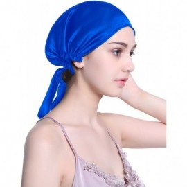 Skullies & Beanies Silk Night Cap Satin Head Cover Bonnet Hair Care - Blue 03 - CM182LROQ84 $6.60