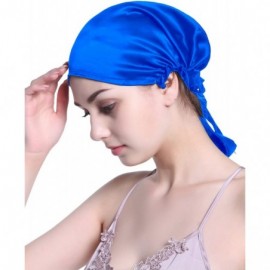 Skullies & Beanies Silk Night Cap Satin Head Cover Bonnet Hair Care - Blue 03 - CM182LROQ84 $6.60