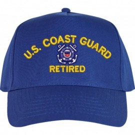 Baseball Caps U.S. Coast Guard Retired Embroidered Cap - Royal Blue - High Profile - Cotton Twill - Import - CN18OXXREGH $28.62