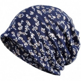 Skullies & Beanies Print Flower Slouchy Beanie Chemo Hat Cap Infinity Scarf for Women - 2 Pack Blue/Black Floral - CF18CRT90G...