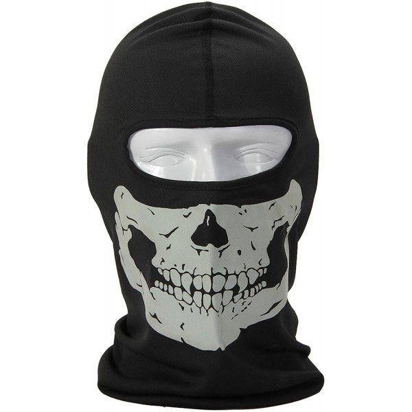 Balaclavas White Full Face Motorcycle Bicycle Skull Mask Snowmobile Neck Balaclava Hat - CZ11MENZZSF $18.61