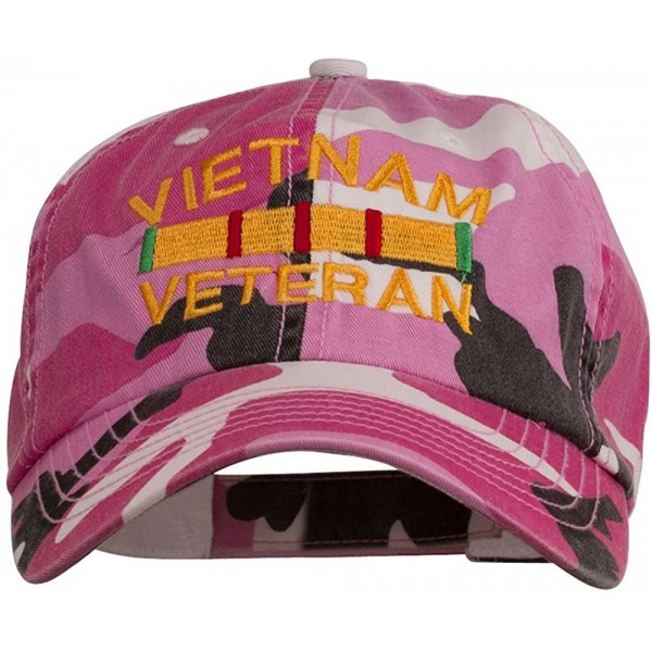 Baseball Caps Vietnam Veteran Embroidered Enzyme Washed Cap - Pink - CC11P5I8CHR $20.42