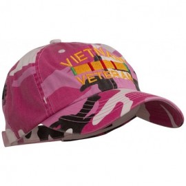 Baseball Caps Vietnam Veteran Embroidered Enzyme Washed Cap - Pink - CC11P5I8CHR $20.42