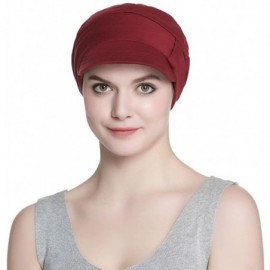 Newsboy Caps Breathable Bamboo Lined Cotton Hat and Scarf Set for Women - Burgundy Plum Blossom - CD18NDA2ZND $17.95