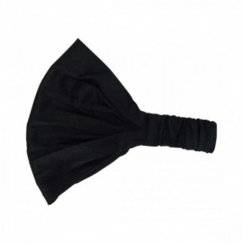 Headbands Black Wide Cotton Head Band Solid Boho Yoga Style Soft Hairband - Black - CZ11SUARHHR $11.83
