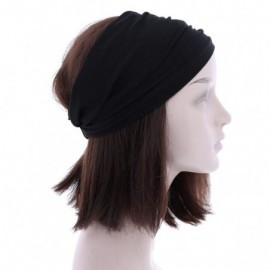 Headbands Black Wide Cotton Head Band Solid Boho Yoga Style Soft Hairband - Black - CZ11SUARHHR $11.83