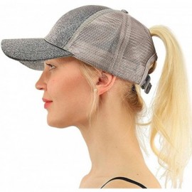 Baseball Caps Mesh Trucker Ponytail Baseball Cap for Women Men Girl - Sequin Grey - CS18DXNGZQZ $7.97