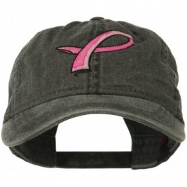 Baseball Caps Hot Pink Breast Cancer Logo Embroidered Washed Cap - Black - C911LBM8BUT $21.74