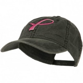 Baseball Caps Hot Pink Breast Cancer Logo Embroidered Washed Cap - Black - C911LBM8BUT $21.74