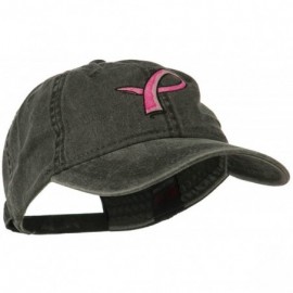 Baseball Caps Hot Pink Breast Cancer Logo Embroidered Washed Cap - Black - C911LBM8BUT $21.74
