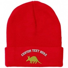 Skullies & Beanies Custom Beanie for Men & Women Gold Aardvark Embroidery Acrylic Skull Cap Hat - Red - CF18ZS4CAC0 $22.14