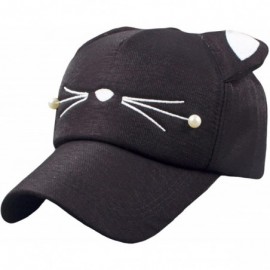 Baseball Caps Women's Cartoon Cat Ears Cap Baseball Sun Hats - Black - CH188Q9X2A4 $13.73