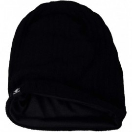 Berets Womens Knit Slouchy Beanie Ribbed Baggy Skull Cap Turban Winter Summer Beret Hat - Solid Black - CH18WE0S4YG $14.73