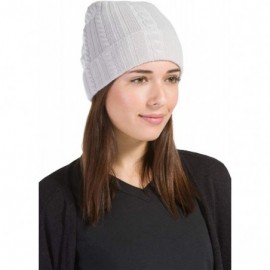 Skullies & Beanies Women's 100% Pure Cashmere Cable Knit Hat Super Soft Cuffed - Stone - CD11H5DQJNJ $26.70