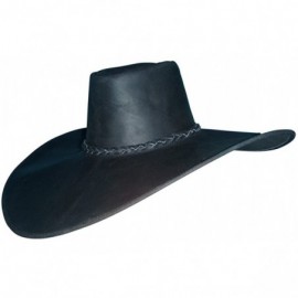 Cowboy Hats Rendezvous Cavalier Swashbuckler Tea Party Black Leather Cowboy Hat - Black - CH11N3BGZTF $98.34