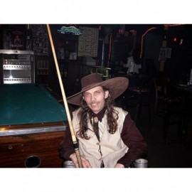 Cowboy Hats Rendezvous Cavalier Swashbuckler Tea Party Black Leather Cowboy Hat - Black - CH11N3BGZTF $84.14