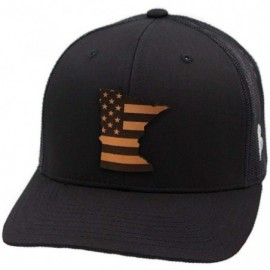 Baseball Caps 'Minnesota Patriot' Leather Patch Hat Curved Trucker - Black - CI18IGQ22WD $47.86