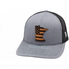 Baseball Caps 'Minnesota Patriot' Leather Patch Hat Curved Trucker - Black - CI18IGQ22WD $19.40