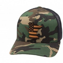 Baseball Caps 'Minnesota Patriot' Leather Patch Hat Curved Trucker - Black - CI18IGQ22WD $19.40
