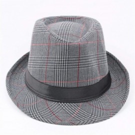 Fedoras Fedora Hats Men Vintage Plaid Gentleman Hats Jazz Caps Woolen Wide Brim Church Cap Male Outdoor Sun Hat - CW18QMG9IIY...