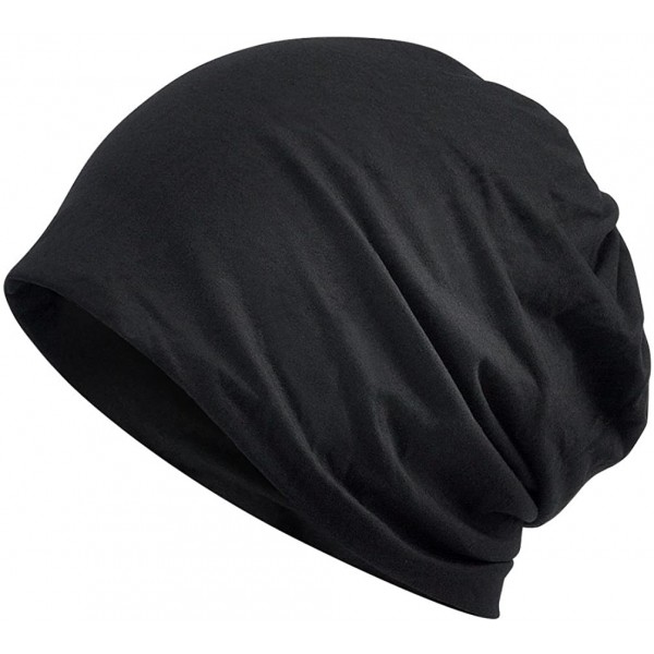 Skullies & Beanies Womens Summer Cotton Beanie Hat Baggy Slouchy Chemo Cap Turban Infinity Scarf - Black - C518EDQTGOC $9.35