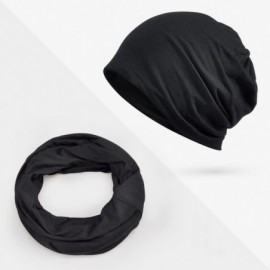 Skullies & Beanies Womens Summer Cotton Beanie Hat Baggy Slouchy Chemo Cap Turban Infinity Scarf - Black - C518EDQTGOC $9.35