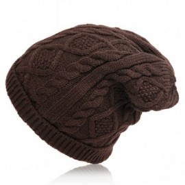 Skullies & Beanies Chunky Knit Beanie Stretch Unisex Braided Cable Slouchy Winter Hats Skip Cap - Coffee - C1187EWT5RI $9.03