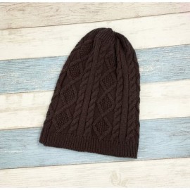 Skullies & Beanies Chunky Knit Beanie Stretch Unisex Braided Cable Slouchy Winter Hats Skip Cap - Coffee - C1187EWT5RI $9.03