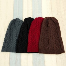 Skullies & Beanies Chunky Knit Beanie Stretch Unisex Braided Cable Slouchy Winter Hats Skip Cap - Coffee - C1187EWT5RI $9.03