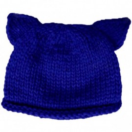 Skullies & Beanies Knit Beanie Cat Ears Cap for Baby & Kids & Pussycat Hat Women's March - Blue - CY188ACEY7U $10.45