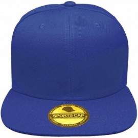 Baseball Caps Plain Blank Flat Brim Adjustable Snapback Baseball Caps Wholesale LOT 12 Pack - Royal - CG182LKC3OI $27.25