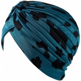 Skullies & Beanies Shiny Turban Hat Headwraps Twist Pleated Hair Wrap Stretch Turban - Blue Green Camouflage - CZ199IHTMAC $2...