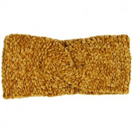 Headbands Women's Winter Knitted Headband Ear Warmer Head Wrap (Flower/Twisted/Checkered) - Twisted-mustard - C918I9N3X86 $7.65