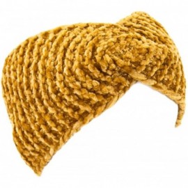 Headbands Women's Winter Knitted Headband Ear Warmer Head Wrap (Flower/Twisted/Checkered) - Twisted-mustard - C918I9N3X86 $7.65