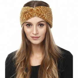 Headbands Women's Winter Knitted Headband Ear Warmer Head Wrap (Flower/Twisted/Checkered) - Twisted-mustard - C918I9N3X86 $7.65