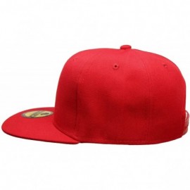 Baseball Caps Plain Blank Flat Brim Adjustable Snapback Baseball Caps Wholesale LOT 12 Pack - Red - CF17YQXDG22 $22.39