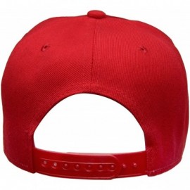 Baseball Caps Plain Blank Flat Brim Adjustable Snapback Baseball Caps Wholesale LOT 12 Pack - Red - CF17YQXDG22 $22.39